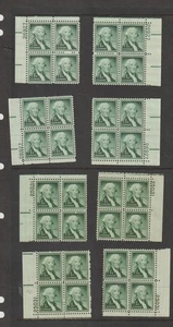 George Washington 1954 Scott # 1031 ,1031b, 2 Matched Plate Blocks Sets O.G. MNH - Picture 1 of 1