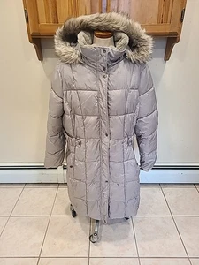 Abrigo Chaqueta Parka Liz Claiborne Piel Sintética Capucha Bronceado Talla 2X - Imagen 1 de 14