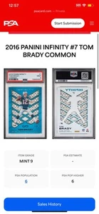 2016 Panini Infinity Tom Brady #7 PSA Mint 9 12/88 - POP 6 - Picture 1 of 5