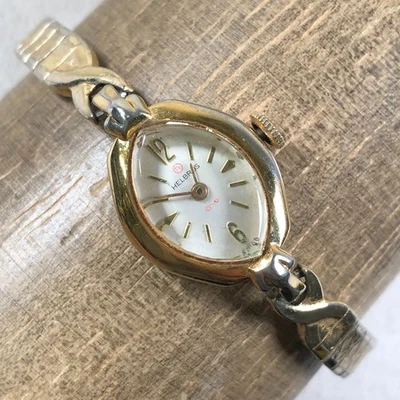 Helbros Women Fashion Gold Expansion Band Oval Mechanical Wind 18mm Watch 6 1/2" - Image 1 of 4