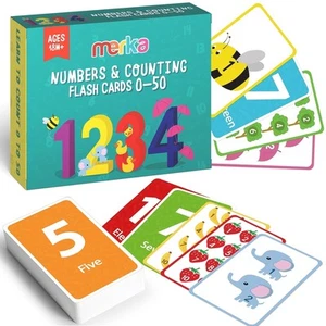 Math Counting Flashcards for Toddlers - Number Flash Cards 55 Counting Cards - Picture 1 of 6