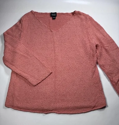 Eileen Fisher L 真丝混纺毛衣粉色豪华极简主义办公室休闲 — 第 1/4 张图片