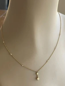 18K Gelbgold natürliche weiße und gelbe Diamanten Halskette, 17" - Bild 1 von 10