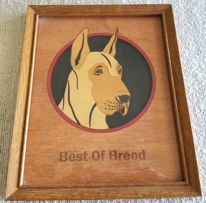 Lasergeschnittenes Holz Deutsche Dogge Kunst 103/4" mal 91/2" Wandbehang, Best of Breed Display - Bild 1 von 9