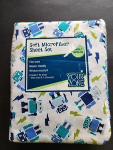 Your Zone Robot Toy Poly Microfiber Sheet Set Twin / Twin XL Multicolored NEW - Picture 1 of 11