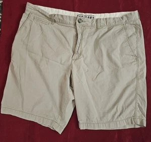 Old Navy pantaloncino uomo 40 kaki beige chino piatto davanti vissuto in cotone dritto - Foto 1 di 4