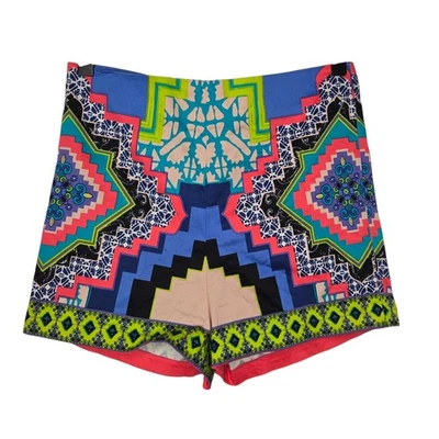 Pantalones Cortos Flying Tomato Mujer Boho Festival Colorido Estampado Geo Cintura Alta Pequeños Foto 1 de 4