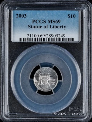 2003 $10 1/10oz Platinum American Eagle - PCGS MS69 - Image 1 of 2