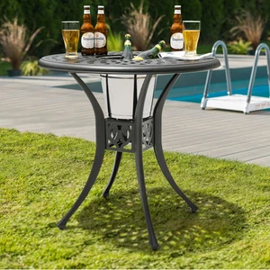 Outdoor 31'' Round Cast Aluminum Bistro Table with 1.97'' Black - Picture 1 of 5