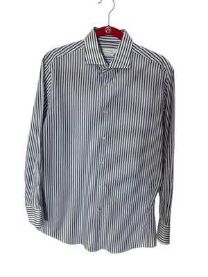 J. Lindeberg Long Sleeve Button Down Shirt Men's Size 16 Blue and White Stripes - Image 1 of 4