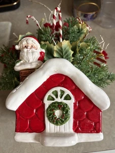 VTG Inarco Japan Ceramic Santa Claus Chimney Presents candy Canes. - Picture 1 of 13
