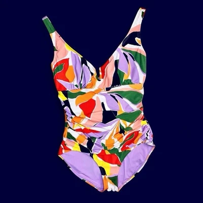 Nuevo con etiquetas Traje de baño de playa abstracto de una pieza Anne Cole coloridas plantas tropicales Foto 1 de 4