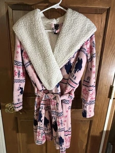 U.S. Polo Assn Robe donna taglia media peluche blu rosa nordico fiocco di neve usato - Foto 1 di 8