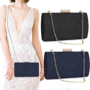 Women Clutch Evening Bag Glitter Handbag for Bridal Wedding Cocktail Party Purse - Picture 1 of 22