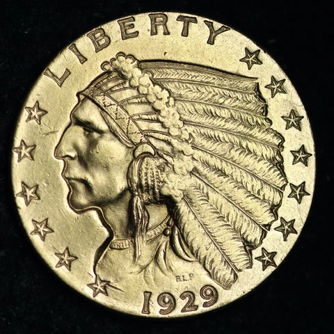 1929 Gold $2.50 Dollar Indian Quarter Eagle CHOICE UNC FREE SHIPPING E394 KHHM Cover