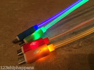 8" SHORT LED GLOW light MICRO USB charger cable FOR samsung galaxy s6+ edge s7 - Picture 1 of 9