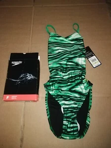 Speedo Fl Wave Wall Crossback Sz 30 Swimsuit Green 7192175-300 - Picture 1 of 4