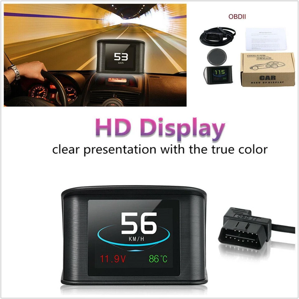 Car Digital OBDII Driving Computer Display Speedometer Coolant Temperature Gauge - Image 1 of 4