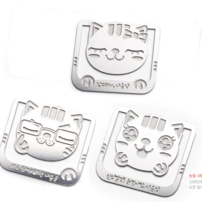 BARGAINS EXPRESS UK 3pc Silver Cats Cute Metal Bookmarks For Books Page Markers Gift For Readers