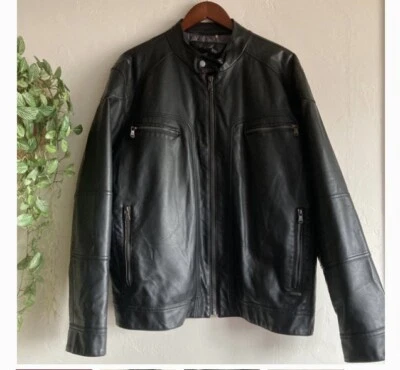 Calvin Klein Long Sleeve Faux Leather Jacket Zip Up 2007 RetroMembers Only Style - Image 1 of 4
