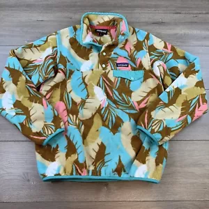 Patagonia Synchilla Snap T-Fleece Hawaiian Feather Pullover Sweater Womens Small - Picture 1 of 12