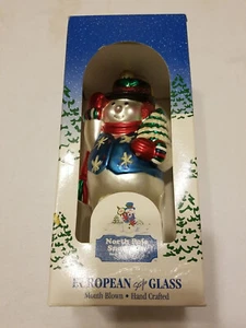 SANTA'S BEST European Style Glass North Pole Snowmen ~ Blown Glass Ornament. - Picture 1 of 6