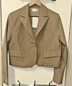 Fate Women Size Small Cropped Two Button Long Sleeved Blazer Tan Lined - Picture 1 of 11
