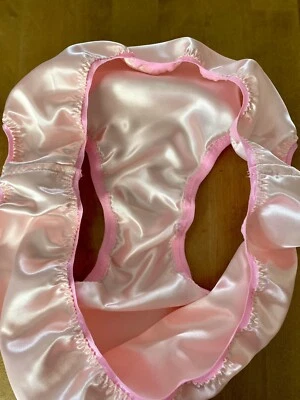 Handmade double layered Panties pink silky satin knickers sissy cute plain cd tv - Image 1 of 4