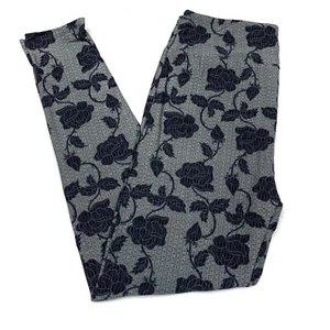 OS LuLaRoe Leggings ~ schwarz & grau Blumenmuster ~ Größen 2-10, ONE SIZE; grau - Bild 1 von 4