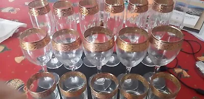 16 Bicchieri Su 18 Di Cristallo Ed Oro Zecchino.Anno 1965. Vedi Nota • 15€