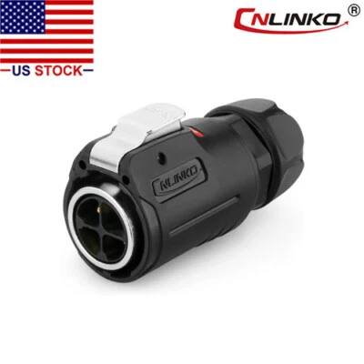 4 Pin Power Circular Connector Male Plug Outdoor Waterproof IP67 Heavy Duty M24 - Image 1 of 4