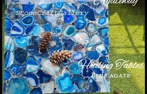 24" Blue Agate Center Table / Counter Top Handmade Home decor - Picture 1 of 4