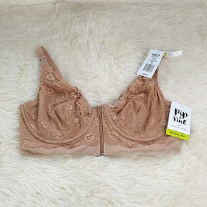 NWT Pip & Vine by Rosie Pope Womens sz 36D Nursing Bra Tan Front Zip Underwired - Picture 1 of 6