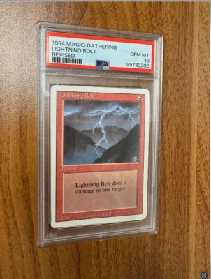 1994 magic the gathering revised lightning bolt PSA 10 graded - Image 1 of 2