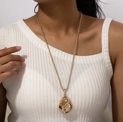 Exquisite Long Necklace with Large Gemstone Pendant Women Statement Jewellery - image 1 of 4