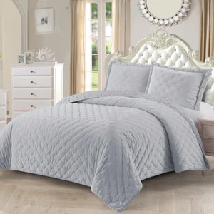 Fluffy Velvet Luxurious Super Soft Warm Cozy Embroidered Mini Dot Bedspread Set - Picture 1 of 20