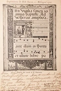 Cartolina Espos. di Arte Sacra - Pagina dei corali di S. Petronio - Bologna 1900 - Picture 1 of 2