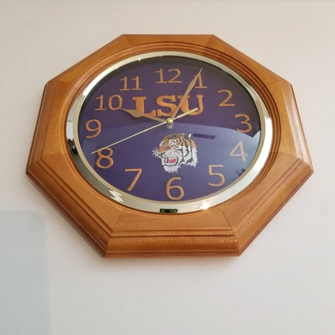 Vtg LSU Tigers Wall Clock Collegiate Game Wood Frame Team Logo Sports Nostalgia Cover
