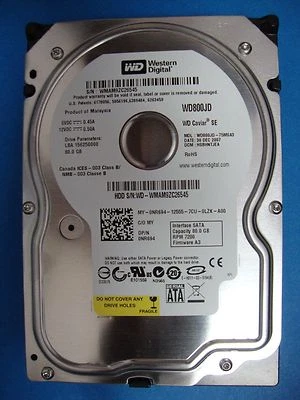 Western Digital WD800JD-75MSA3 80GB Sata Hard Drive DCM: HSBHNTJEA Tested - Image 1 of 3