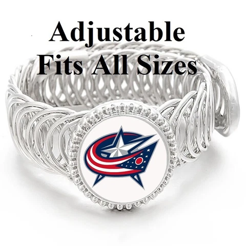 Columbus Blue Jackets Mens Women's Silver Link Adjustable Hock Bracelet Gift D11 Cover