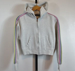 Abercrombie & Fitch Felpa con Cappuccio Donna Taglia XS Grigio Arcobaleno Nastro Maniche LEGGI - Foto 1 di 8