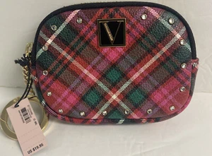 Victorias Secret Plaid Studded KEY CHAIN RING Essential Pouch COIN Wallet NWT - Picture 1 of 3