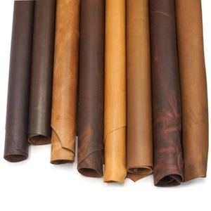 SLC One Side of 4/5 Ounce Assorted Earth Tone Oil Tan Leather Side 8 to 12 SQFT - Picture 1 of 2