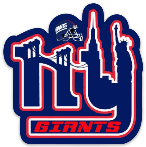 New York Giants Skyline Scene in Logo & Name Type NFL Football Die-Cut MAGNET Cover