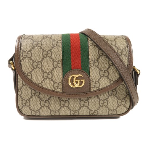 Borsa a tracolla Gucci GHW Ophidia GG rivestita in tela 772239 marrone