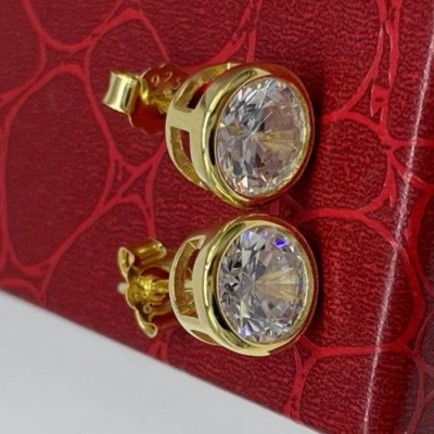 Orecchini Puntiluce color oro Tondi da 8,5mm Uomo Donna in Argento 925 a bottone - Immagine 1 di 4