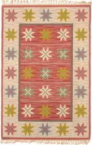 Handwoven Scandinavian Swedish Kilim Geometric Rug for Christmas Area Rug - Picture 1 of 3