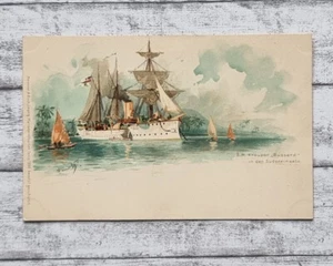 AK S. M. Kreuzer Bussard Südseeinseln Marine Schiff Boot Postkarte alt Vintage - Picture 1 of 2