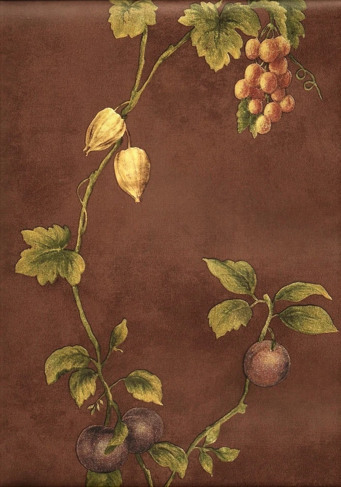 Frutas y flores toscanas sobre papel tapiz sintético marrón rico de Brewster FD59329 Foto 1 de 1