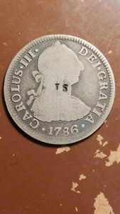 1786 Mo FM Mexico 2 Reales T S Counterstamp Not Listed in Brunk S001 - Picture 1 of 3